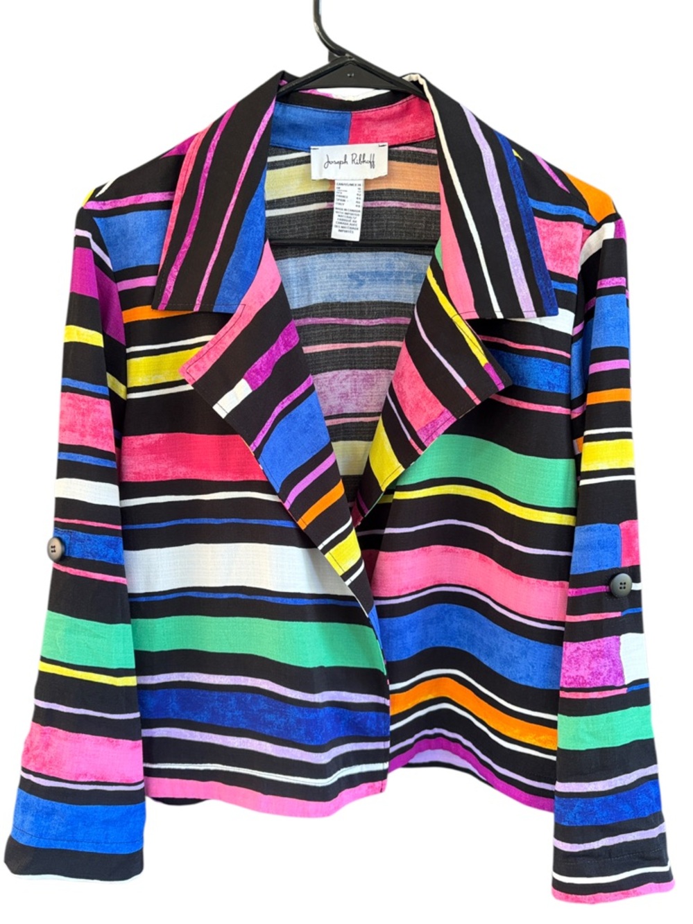 Like New Joseph Ribkoff Striped Open Front Top Size Large